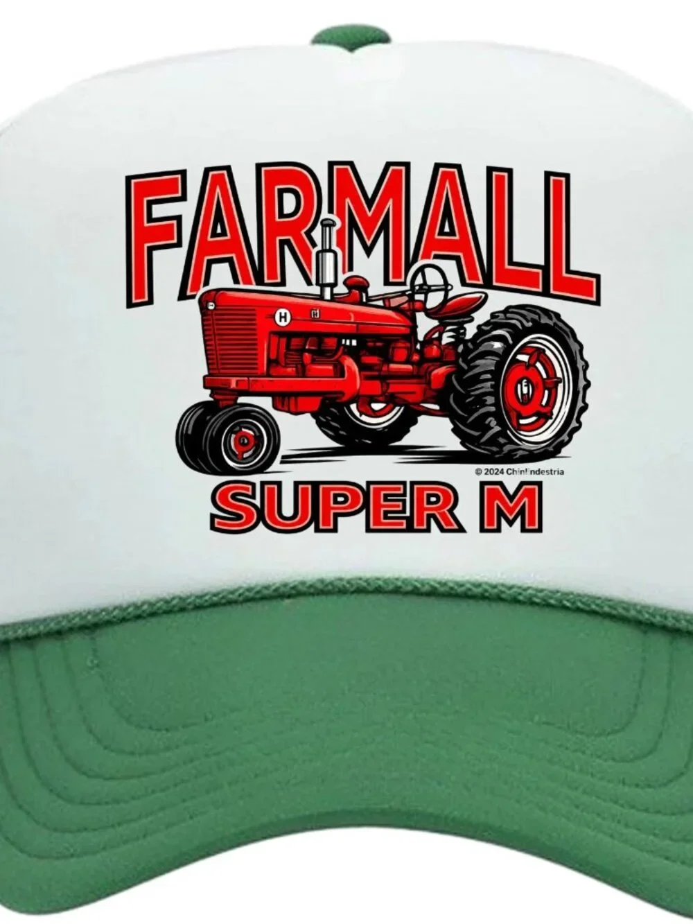 Retro Farmall Super M Tractor Foam Trucker Hat Green White Snapback Cap New Farm